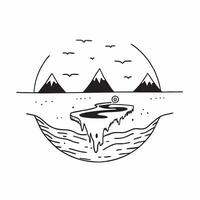flat design backdrop Snow Capped Reflections concept as Tranquil waters reflect the majestic snow capped mountains creating a perfect symmetry in nature flat illustration in Clear vector
