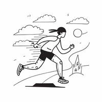 flat design backdrop Runner in the Morning Mist concept as A runners silhouette against the misty backdrop offers a glimpse into morning fitness routines in nature flat illustrati Clear vector