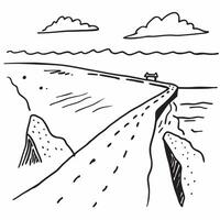 flat design backdrop Serene Coastal Cliff Walk concept as A serene walking path along the coastal cliffs offers breathtaking views of the expansive sea below flat illustration in Clear Set 2 vector