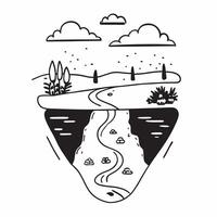 flat design backdrop Rainforest River Reflections concept as The calm waters of a rainforest river reflect the intricate web of life above and around it enhancing its tranquility Clear Set 2 vector