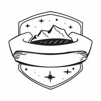 flat design backdrop Mountain Ridge Under Stars concept as Stars twinkle above a rugged mountain ridge outlining the contours with a natural starry border flat illustration in Clear vector
