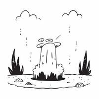 flat design backdrop Misty Old Growth Forest concept as A misty morning adds a mystical quality to an old growth forest enhancing its mysterious and ancient allure flat illustrati Clear vector
