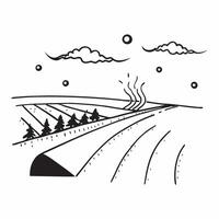 flat design backdrop Misty Morning Vineyard concept as Morning mist drifts over rows of grapevines hinting at the days early start in wine country flat illustration in Clear vector