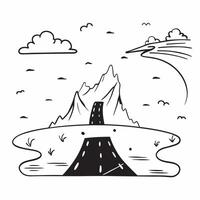 flat design backdrop Misty Mountain Pass concept as A mountain pass shrouded in mist highlighting the adventurous and mysterious paths nature offers flat illustration in Clear vector