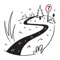 flat design backdrop Misty Autumn Forest Path concept as A misty path through an autumn forest invites wanderers into a world of vibrant reds and oranges flat illustration in Clear vector
