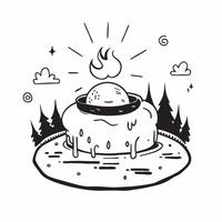 flat design backdrop Misty Hot Springs Morning concept as A serene hot spring emits mist in the early morning light nestled in a tranquil forest setting flat illustration in Clear vector