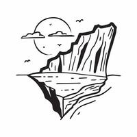 flat design backdrop Majestic Coastal Cliffs at Sunset concept as The sun sets behind majestic coastal cliffs casting a golden glow over the rugged shoreline flat illustration in Clear vector