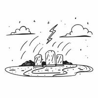 flat design backdrop Lightning Over Farmland concept as A farmland under the siege of a vivid lightning storm highlighting the vast open landscapes flat illustration in Clear vector