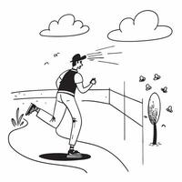 flat design backdrop Jogger in the Misty Park concept as A jogger cuts through the misty morning air in the park finding solitude and rhythm in their strides flat illustration in Clear vector
