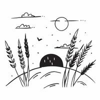 flat design backdrop Golden Field Sunset concept as The setting sun bathes a golden wheat field in warm light highlighting the end of a day in the countryside flat illustration in Clear vector