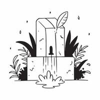 flat design backdrop Hidden Waterfall in Rainforest concept as A secluded waterfall cascades through lush tropical foliage creating a serene escape in the rainforest flat illustra Clear vector