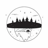 flat design backdrop Forest Canopy Under Starry Sky concept as A forest canopy silhouetted against a star filled sky creates a mysterious and enchanting woodland night scene flat Clear vector