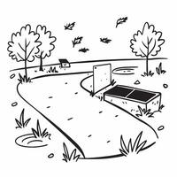 flat design backdrop City Park in Autumn concept as City park benches and paths covered in fallen leaves offer an urban oasis amidst the bustle adorned in fall colors flat illustr Clear Set 2 vector
