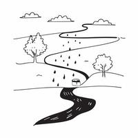 flat design backdrop Autumn River Run concept as A river lined with colorful trees reflects the full spectrum of autumn hues enhancing the tranquil flow of water flat illustration Clear Set 2 vector