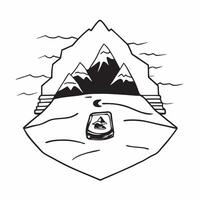 flat design backdrop Alpine Solitude concept as A solitary peak stands tall among snow capped mountains a testament to solitude and untouched beauty flat illustration in Clear Set 2 vector