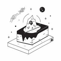 flat design backdrop Active Volcano Night Sky concept as An active volcano under a starry night sky with a trail of lava illuminating the darkness flat illustration in isometric s Clear Set 2 vector