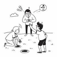 Father with visual impairment playing with his children concept as A father with visual impairment joyfully playing with his children in the yard emphasizing inclusion bonding and Clear vector