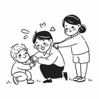 Father with Down syndrome playing in the park with children concept as A father with Down syndrome joyfully playing with his children in the park highlighting inclusion bonding and Clear vector