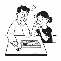 Father and daughter with intellectual disabilities enjoying a board game night concept as A father and his daughter with intellectual disabilities having a fun board game night hig Clear vector