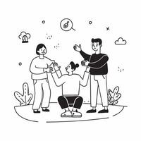 Family with a child with cerebral palsy enjoying a picnic concept as A family with a child with cerebral palsy joyfully having a picnic in the park highlighting inclusion relaxatio Clear vector