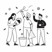 Family participating in a beach clean up activity concept as A family participating in a beach clean up activity highlighting the importance of reducing plastic pollution protectin Clear vector