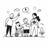 Family picnic with disabled child enjoying nature concept as A happy family having a picnic in the park with their disabled child showcasing joy and inclusion in nature in Photo S Clear vector