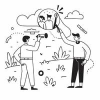 Environmentalists conducting a wildlife survey in a forest concept as Environmentalists conducting a wildlife survey in a forest highlighting biodiversity conservation efforts and Clear vector
