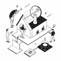 Energy Efficient Smart Home Solutions concept as Homeowners implement energy efficient solutions in their smart home to reduce costs and environmental impactSimple flat illustrati Clear Set 2 vector
