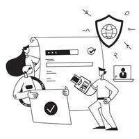 Encrypting Personal Data concept as IT professionals encrypting personal data to protect against unauthorized access and breaches in Photo Stock Concept Clear vector