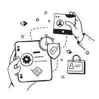 Encrypted Communication Channels concept as Professionals using encrypted communication channels to safeguard sensitive conversations and data exchanges in Photo Stock Concept Clear vector