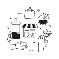Eco Friendly Retail Practices concept as Retail stores implement eco friendly practices to reduce environmental impact and attract sustainability conscious consumers in Photo Stoc Clear vector