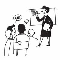 Doctor with a hearing aid giving a lecture to medical students concept as A doctor with a hearing aid confidently giving a lecture to medical students highlighting expertise inclus Clear vector