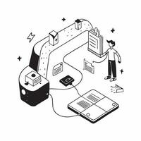 DIY Smart Home Upgrades concept as A DIY enthusiast upgrades their home with various smart devices to improve functionality and comfortSimple flat illustration in isometric scene Clear Set 2 vector