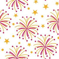Diwali fireworks seamless tile pattern with vibrant colors and sparkling effects for festive decor concept as Vibrant fireworks and sparkling effects arranged seamlessly to create Clear vector