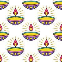Diwali lamps seamless tile pattern with colorful diyas and vibrant lights for festive home decor concept as Colorful diyas and vibrant lights arranged seamlessly to create festive Clear vector
