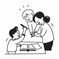 Disabled mother helping children with homework concept as A disabled mother joyfully helping her children with homework illustrating inclusion nurturing and the happiness of shared Clear vector