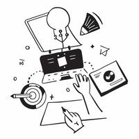 Digital Skills Upgrade concept as Professionals upgrade their digital skills through online courses to stay relevant in the rapidly evolving job market in Photo Stock Concept Clear vector