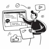 Digital Marketing Course Live Session concept as A digital marketer conducts a live session on social media strategies and content creation in Photo Stock Concept Clear vector