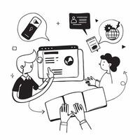 Digital Customer Experience concept as Professionals enhancing digital platforms to offer seamless and intuitive customer experiences online in Photo Stock Concept Clear vector