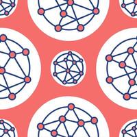 Develop repetitive tile of futuristic symbols glowing edges and white negative space ensuring advanced brand effect concept as Merge crisp node clusters and vibrant lines on bright Clear vector