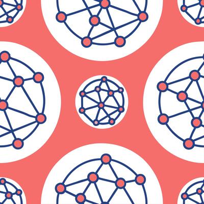 Develop repetitive tile of futuristic symbols glowing edges and white negative space ensuring advanced brand effect concept as Merge crisp node clusters and vibrant lines on bright Clear