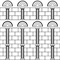 Design seamless tile patterns with traditional ethnic architectural elements featuring columns arches and walls with white space separation for balance concept as Traditional ethni Clear vector