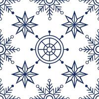 Design seamless tile pattern based on local symbols from the Inuit culture incorporating snowflakes and geometric elements concept as Focus on Inuit cultural symbols like snowflak Clear vector