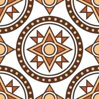 Design a seamless tile pattern using local symbols from indigenous cultures incorporating geometric shapes and earthy tones concept as Create tile patterns inspired by local cultu Clear vector