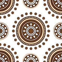 Design a seamless tile pattern using Aboriginal Australian symbols featuring earthy tones and intricate dot painting designs concept as Incorporate Aboriginal Australian symbols a Clear vector
