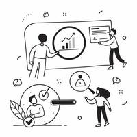 Customer Experience Metrics concept as Analysts using advanced metrics to measure and improve the quality of customer experience across services in Photo Stock Concept Clear Set 2 vector