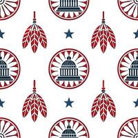 Curate traditional Native American inspired seamless tile patterns with symbolic motifs for the design of multicultural merchandise branding and visual content concept as Focus on Clear vector