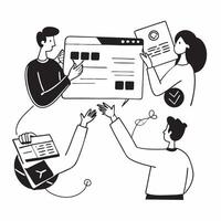 Cryptocurrency Exchange Customer Support concept as Customer support representatives assist users with queries about cryptocurrency transactions in Photo Stock Concept Clear vector