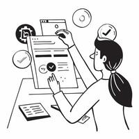 Cryptocurrency Journalist Writing an Article concept as A journalist types a detailed article on recent cryptocurrency trends at their workspace in Photo Stock Concept Clear vector