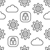 Create seamless tile patterns with futuristic technology inspired symbols including cloud computing AI and digital circuits with isolated white balance concept as Merge cloud compu Clear Set 5 vector